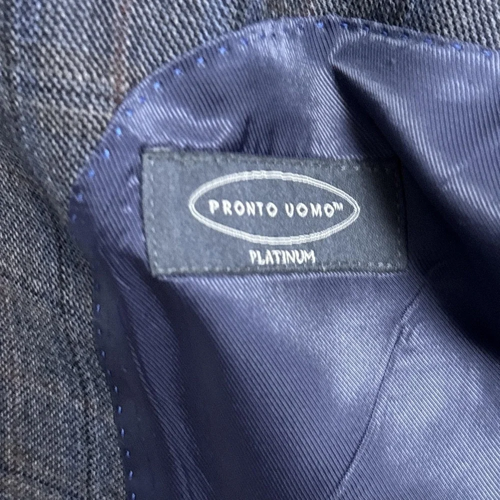 Pronto Uomo Platinum Sport Coat 38L Blue Plaid Wool Blazer Jacket Classic